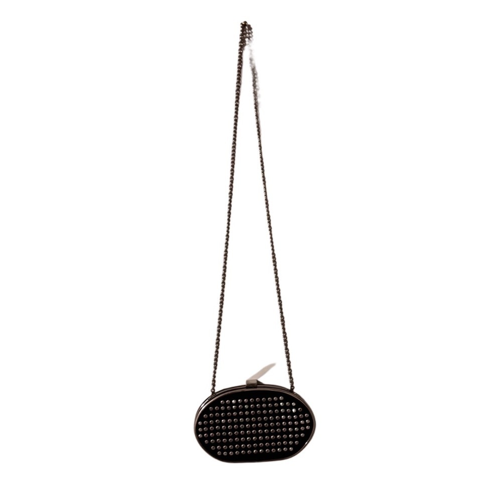 Zara inditex polyester clutch black evening studs bag